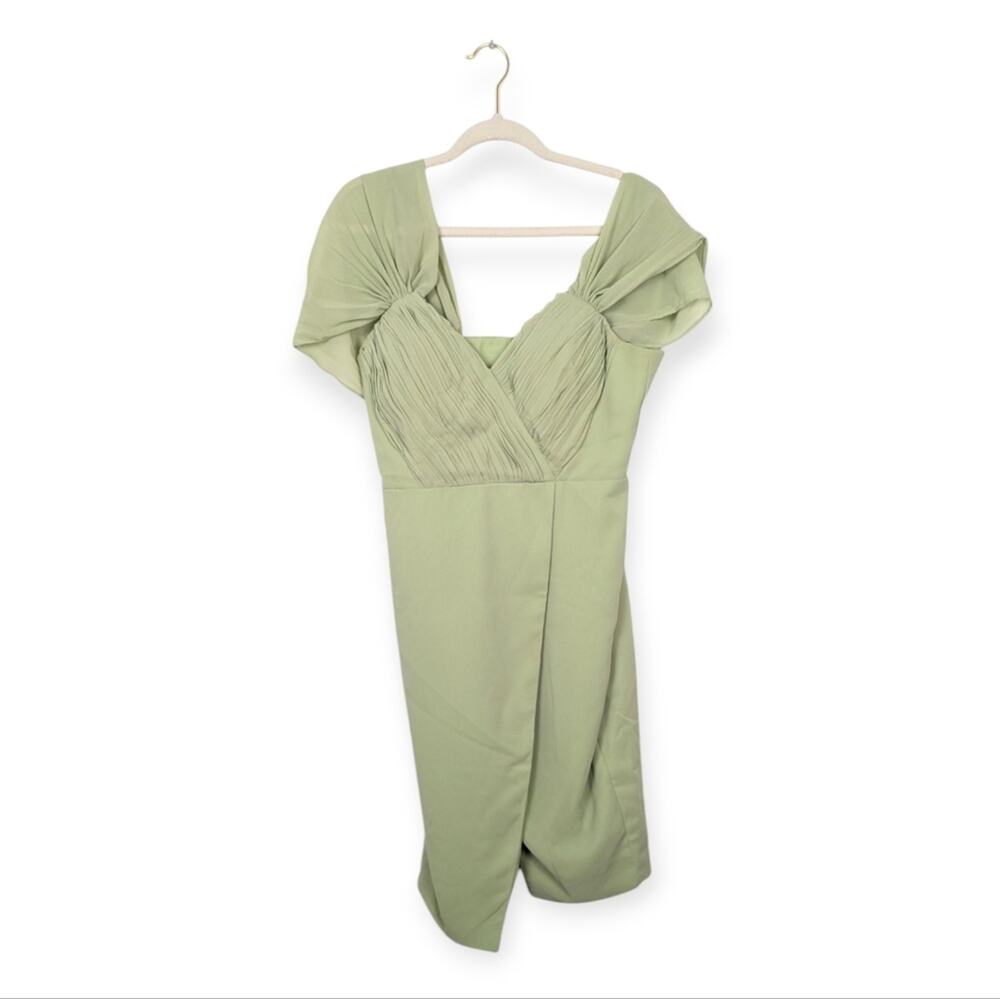 Lavish Alice Mini Dress 14 Green Off Shoulder Ruffle Plus Cocktail Party